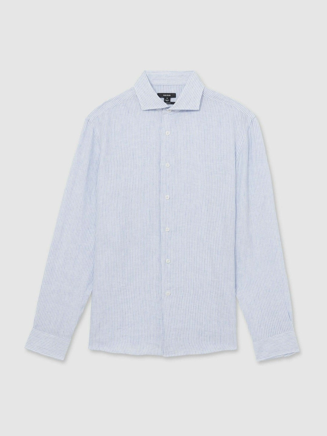 Linen Striped Long Sleeve Shirt in Soft Blue/White Fine Stripe Men | Reiss