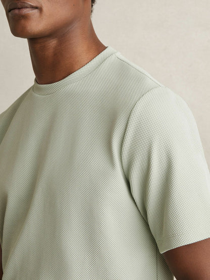 Textured Crew-Neck T-Shirt in Sage Green Men | Reiss