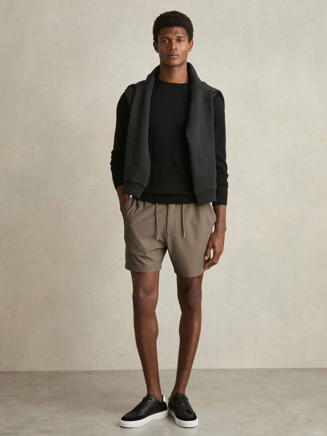 Textured Drawstring Shorts in Mocha Brown Men | Reiss