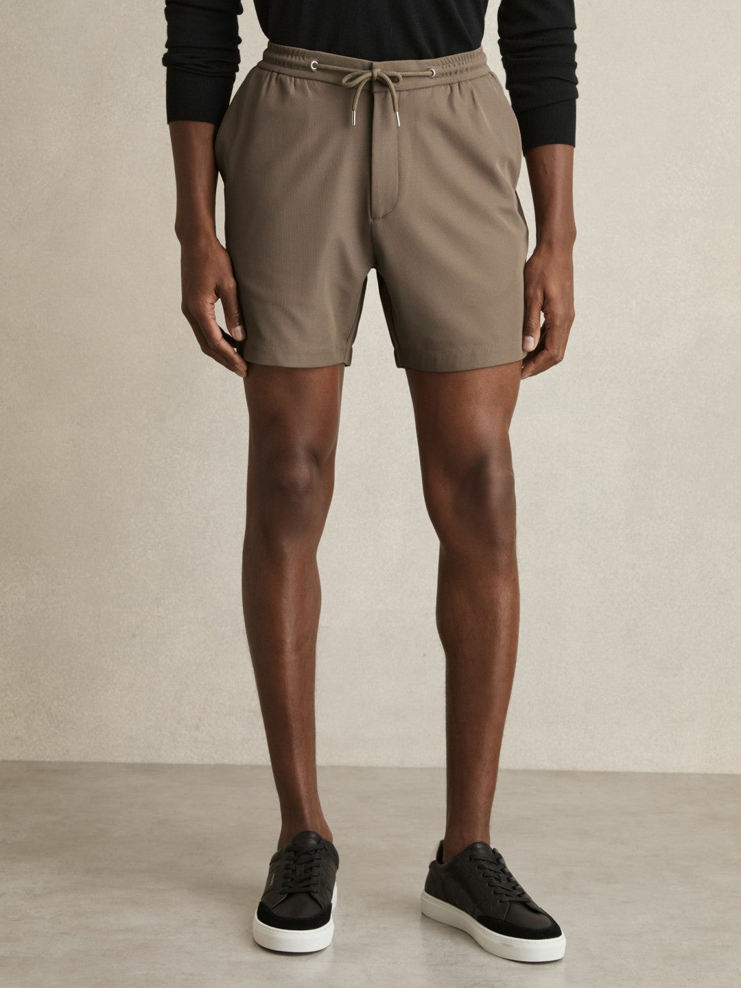 Textured Drawstring Shorts in Mocha Brown Men | Reiss