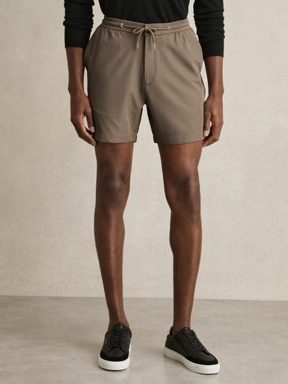 Textured Drawstring Shorts in Mocha Brown Men | Reiss