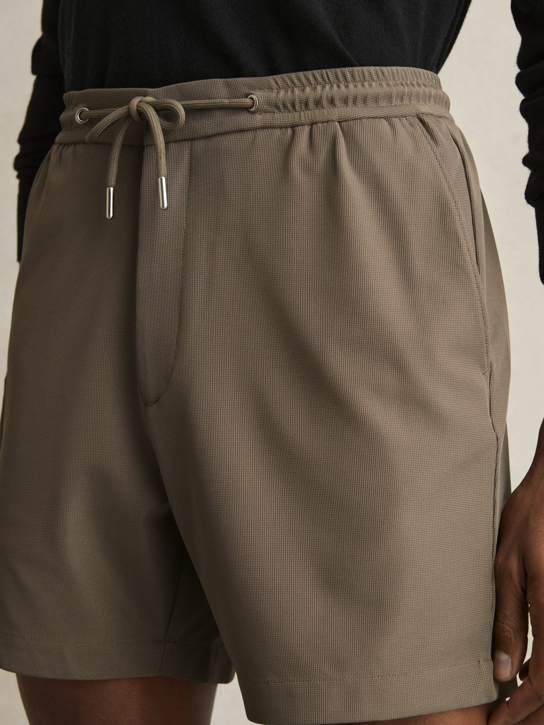 Textured Drawstring Shorts in Mocha Brown Men | Reiss