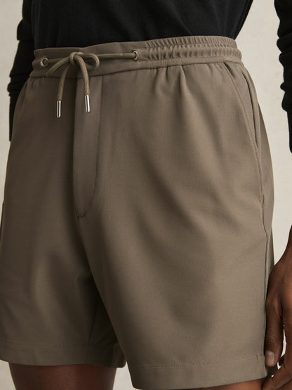Textured Drawstring Shorts in Mocha Brown Men | Reiss