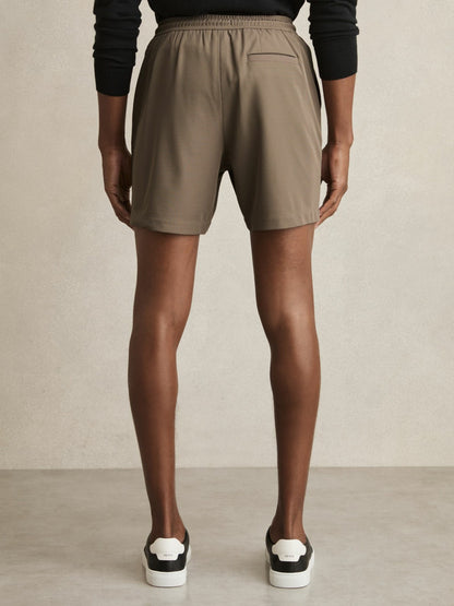 Textured Drawstring Shorts in Mocha Brown Men | Reiss