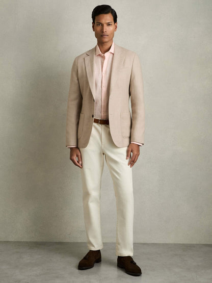 Linen Button-Through Shirt in Prep Pink Men | Reiss