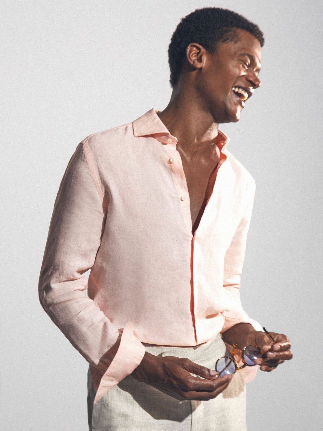 Linen Button-Through Shirt in Prep Pink Men | Reiss