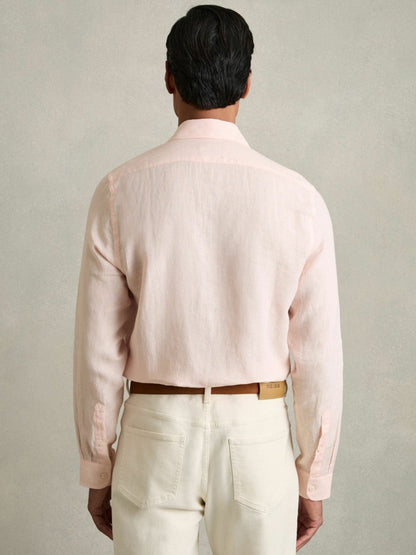 Linen Button-Through Shirt in Prep Pink Men | Reiss