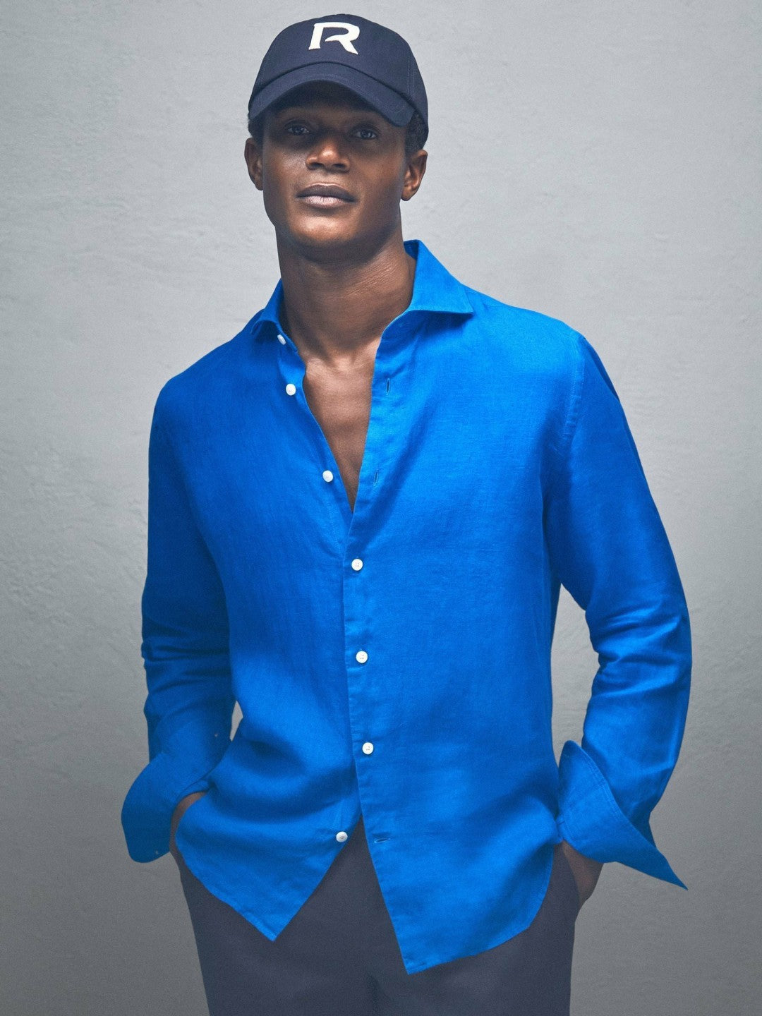 Linen Button-Through Shirt in Bright Blue Men | Reiss