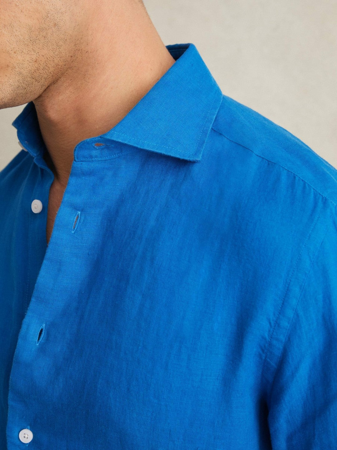 Linen Button-Through Shirt in Bright Blue Men | Reiss