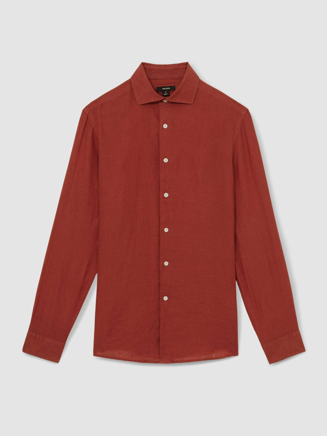 Linen Button-Through Shirt in Paprika Red Men | Reiss