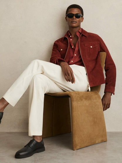 Linen Button-Through Shirt in Paprika Red Men | Reiss