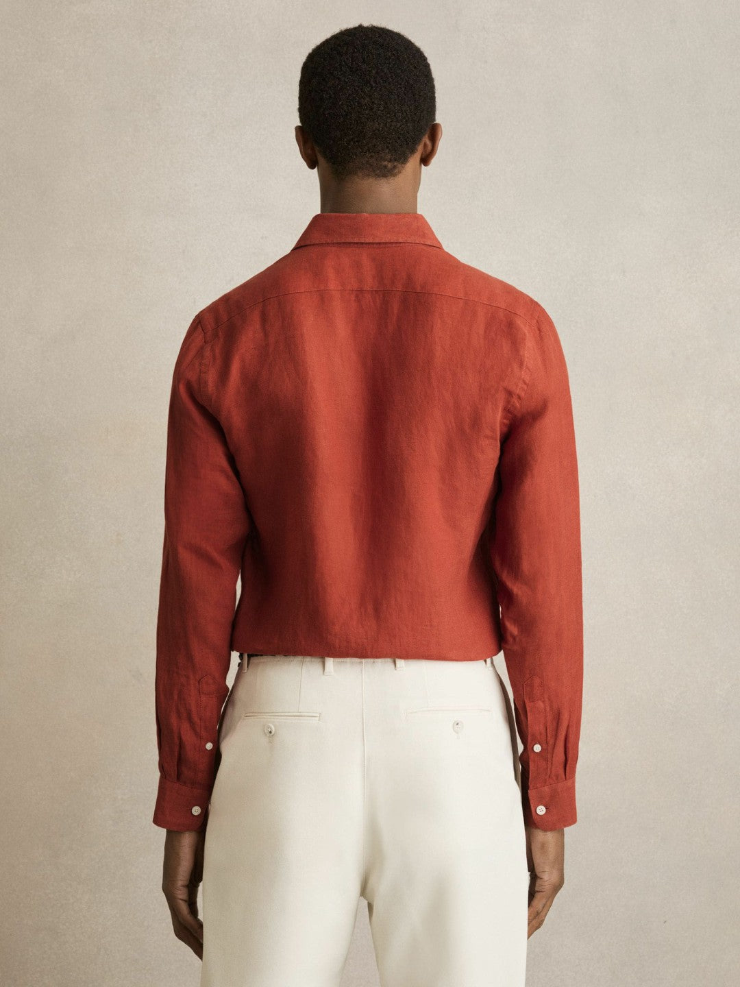 Linen Button-Through Shirt in Paprika Red Men | Reiss