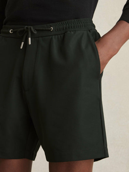 Textured Drawstring Shorts in Dark Green Men | Reiss