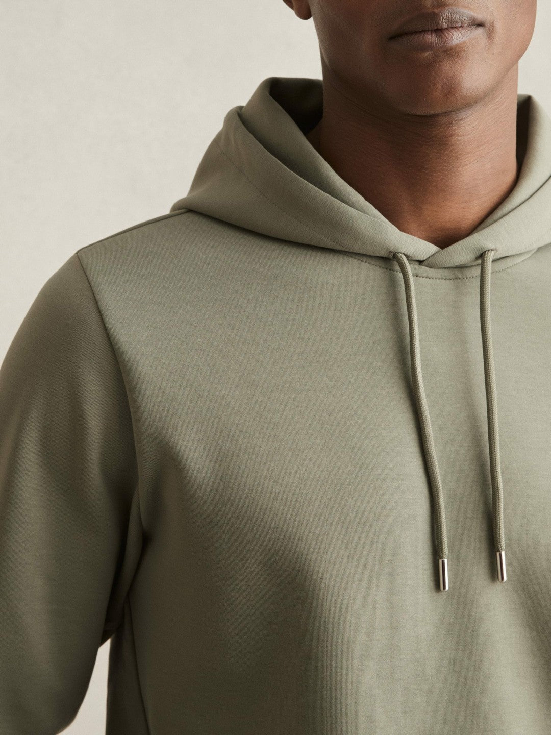 Interlock Jersey Drawstring Hoodie in Sage Men | Reiss