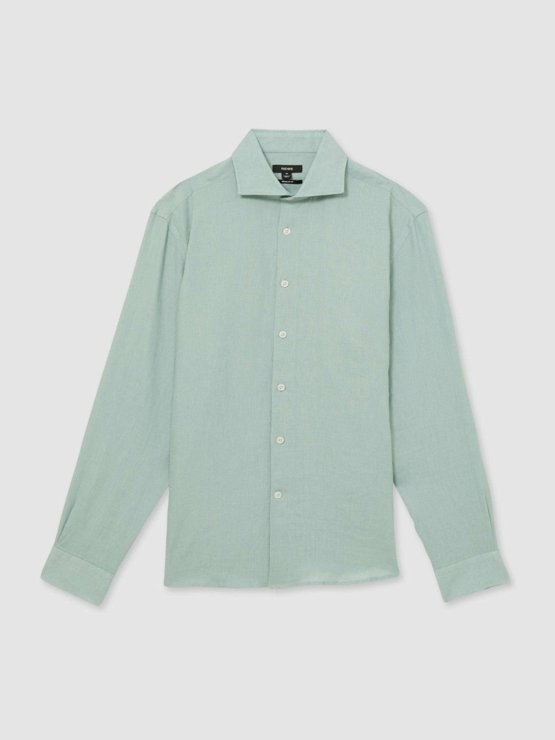 Linen Button-Through Shirt in Ocean Green Men | Reiss