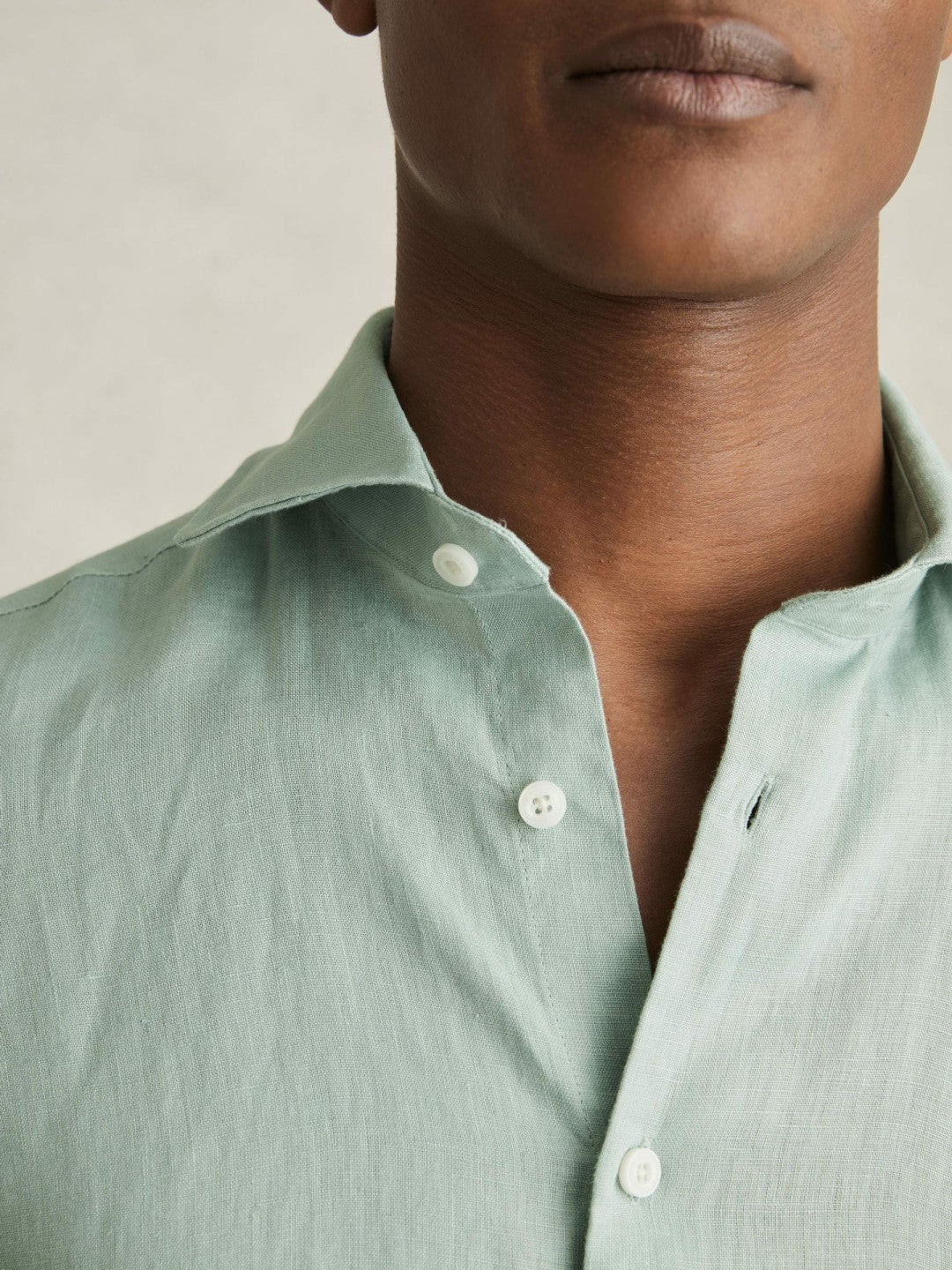 Linen Button-Through Shirt in Ocean Green Men | Reiss