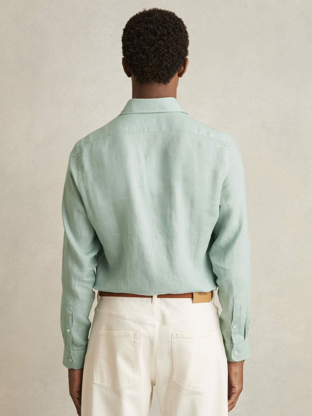 Linen Button-Through Shirt in Ocean Green Men | Reiss