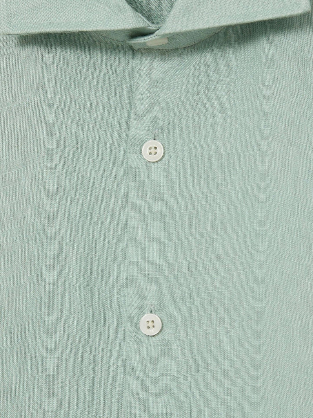 Linen Button-Through Shirt in Ocean Green Men | Reiss