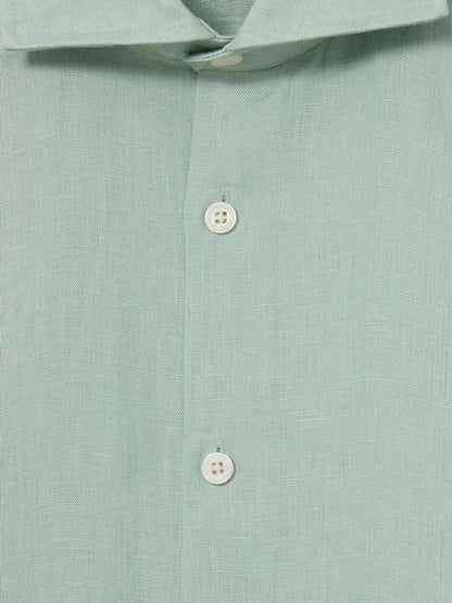 Linen Button-Through Shirt in Ocean Green Men | Reiss