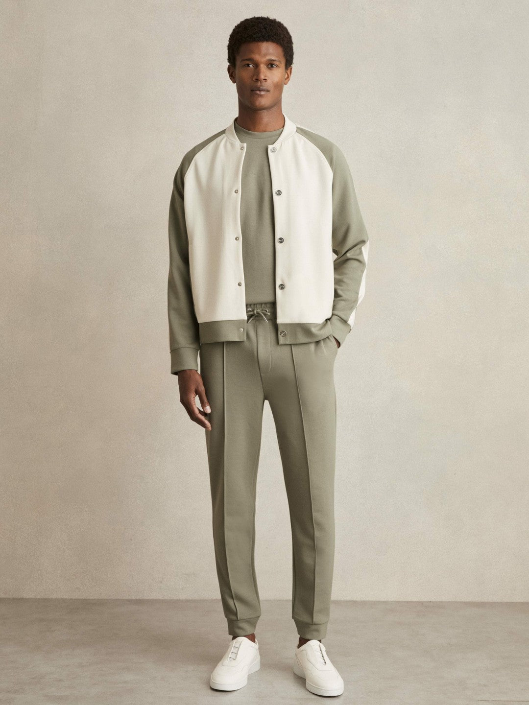 Drawstring Jersey Joggers in Sage Men | Reiss