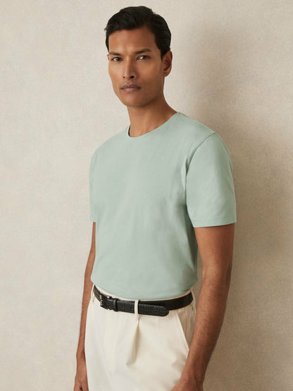 Cotton Crew Neck T-Shirt in Mint Green Men | Reiss