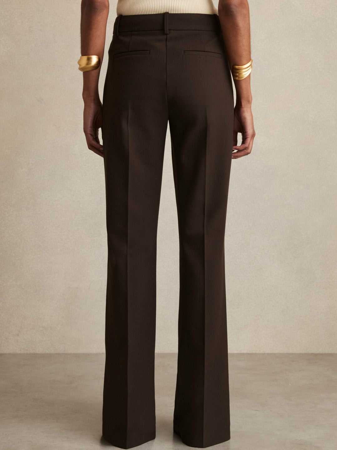 High Rise Flared Trousers in Chocolate Brown Women | Reiss