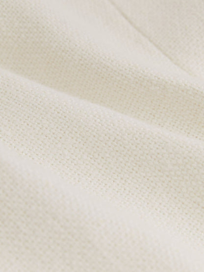 Linen-Blend Double-Breasted Suit Jacket in White Women | Reiss