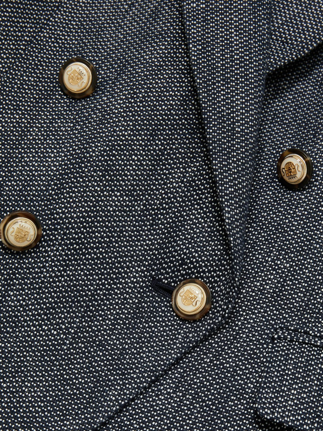 Linen-Cotton Double-Breasted Blazer in Navy Women | Reiss