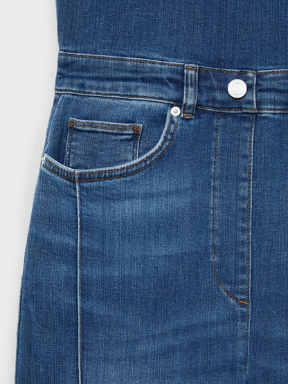 Wide-Leg Racer-Back Denim Jumpsuit in Indigo Women | Reiss