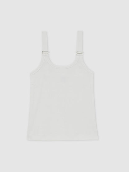 Stretch-Cotton D-Ring Strap Vest in White Women | Reiss
