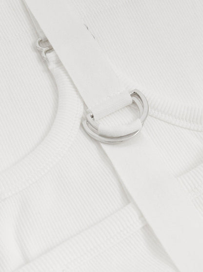 Stretch-Cotton D-Ring Strap Vest in White Women | Reiss