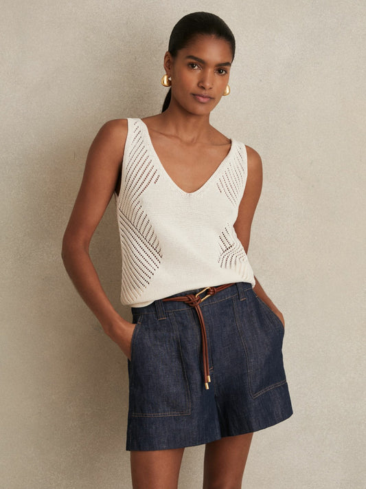 Linen Shorts in Indigo Women | Reiss