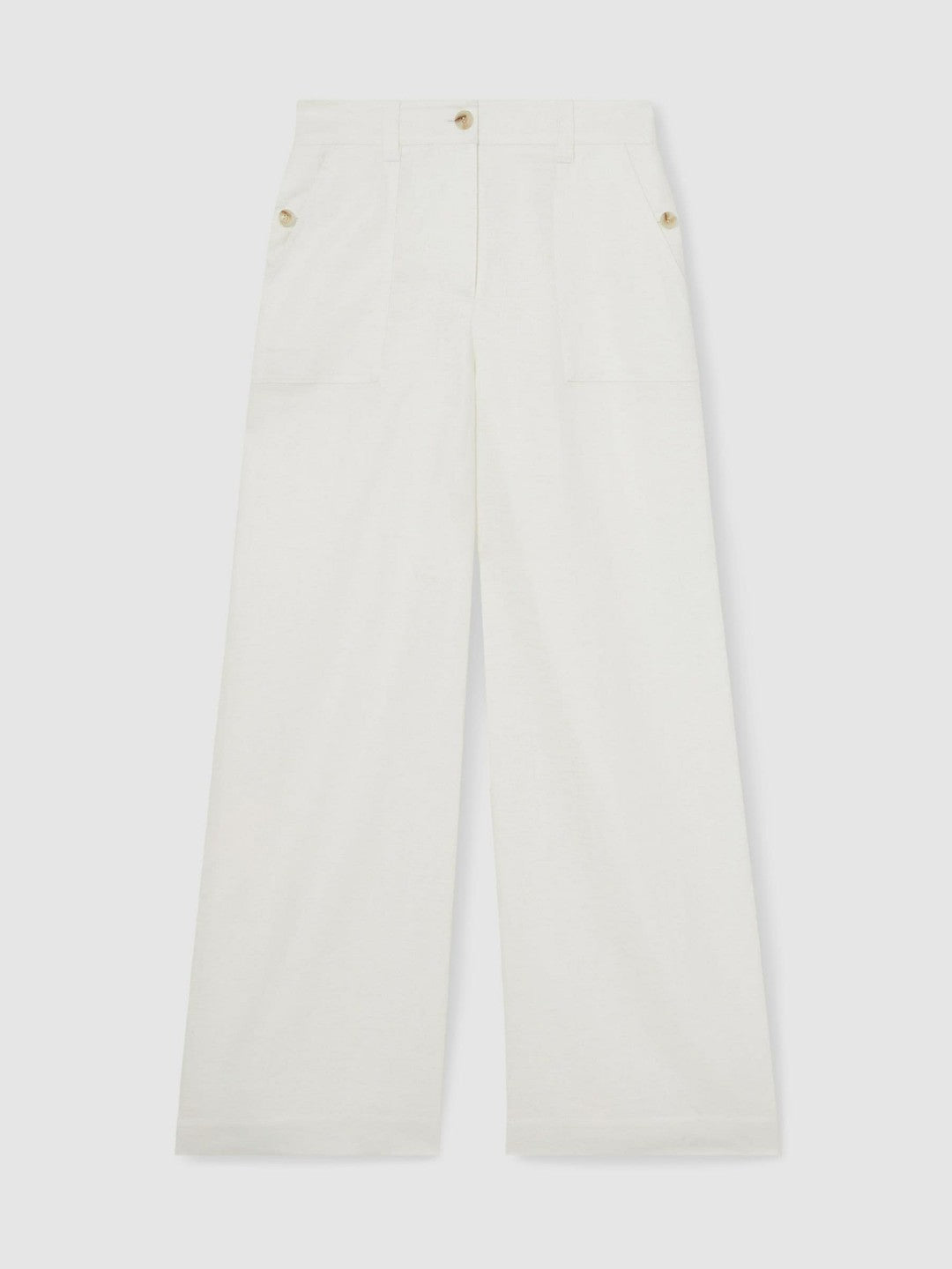 Linen Wide Leg Trousers in White Women | Reiss