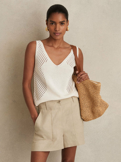 Linen Shorts in Neutral Women | Reiss