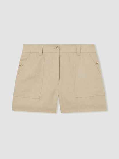 Linen Shorts in Neutral Women | Reiss