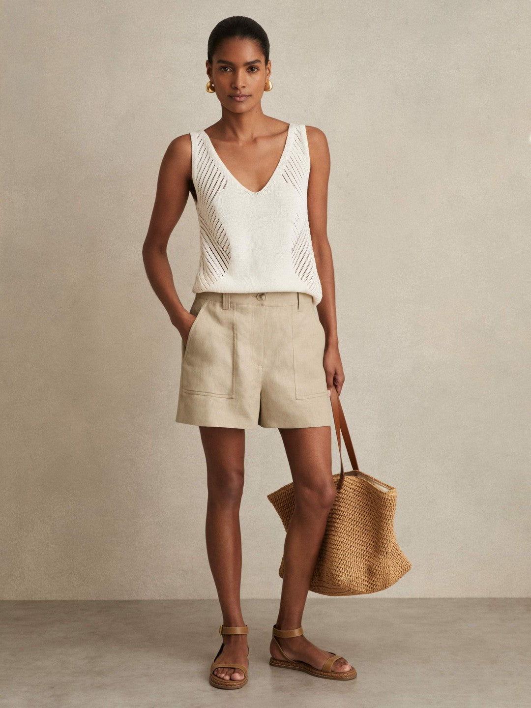Linen Shorts in Neutral Women | Reiss