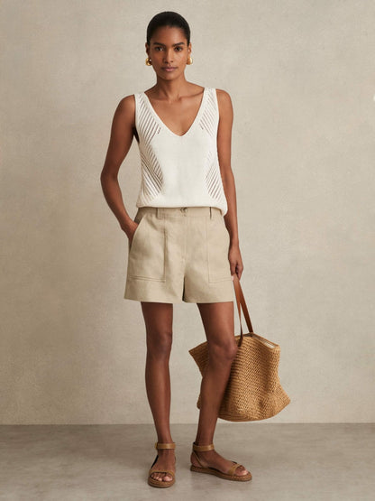 Linen Shorts in Neutral Women | Reiss