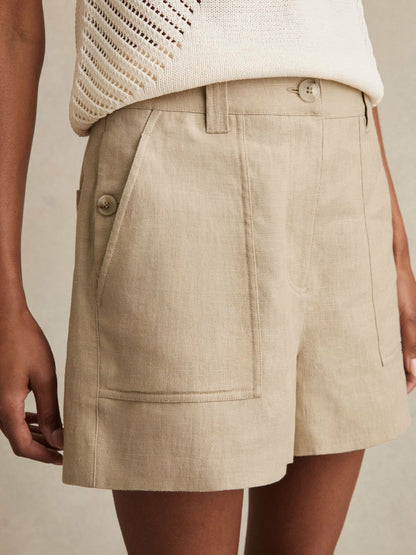 Linen Shorts in Neutral Women | Reiss