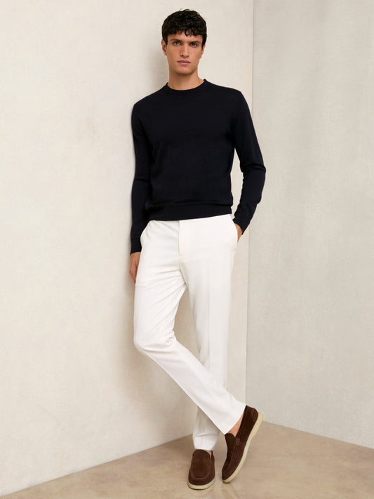 Slim-Fit Internal-Drawstring Trousers in White Men | Reiss