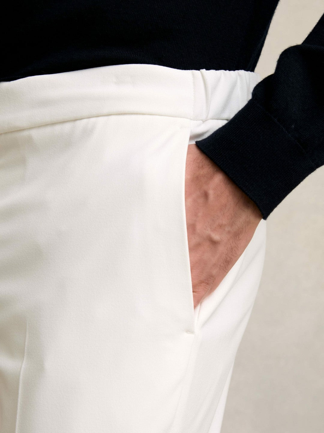 Slim-Fit Internal-Drawstring Trousers in White Men | Reiss