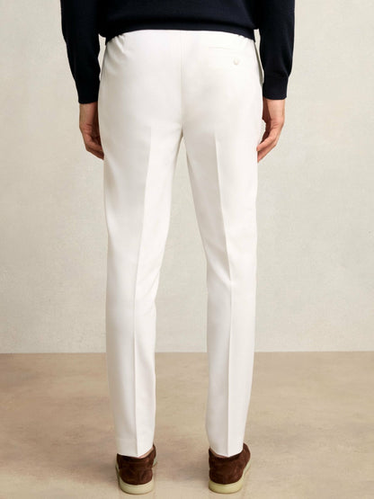 Slim-Fit Internal-Drawstring Trousers in White Men | Reiss
