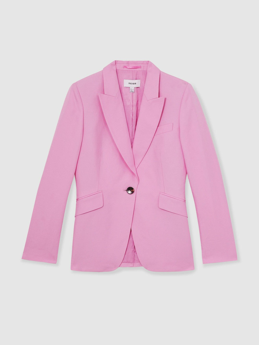 Single Breasted Suit Jacket With Linen in Pink Women | Reiss
