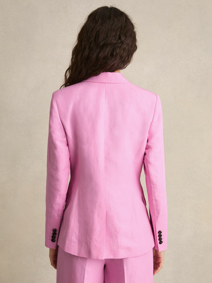 Single Breasted Suit Jacket With Linen in Pink Women | Reiss