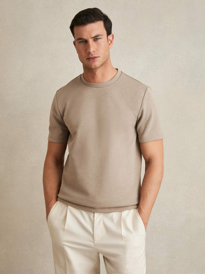Interlock Jersey Crew Neck T-Shirt in Taupe Brown Men | Reiss