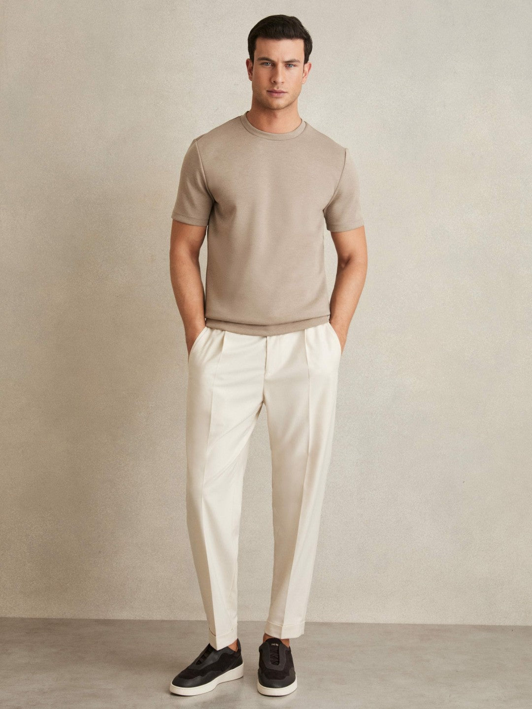 Interlock Jersey Crew Neck T-Shirt in Taupe Brown Men | Reiss