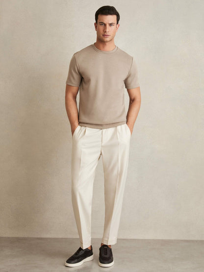 Interlock Jersey Crew Neck T-Shirt in Taupe Brown Men | Reiss