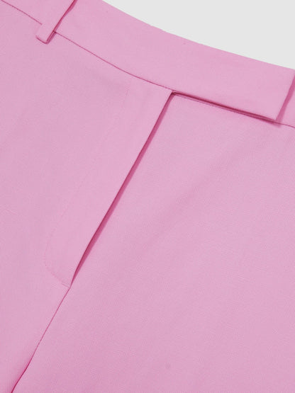 Wide-Leg Trousers With Linen in Pink Women | Reiss