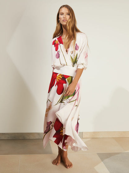 | NYBG Floral-Print Maxi Dress in Ivory Women | Reiss