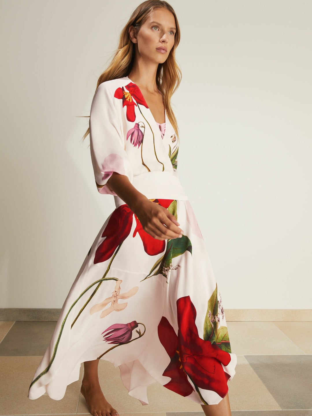 | NYBG Floral-Print Maxi Dress in Ivory Women | Reiss
