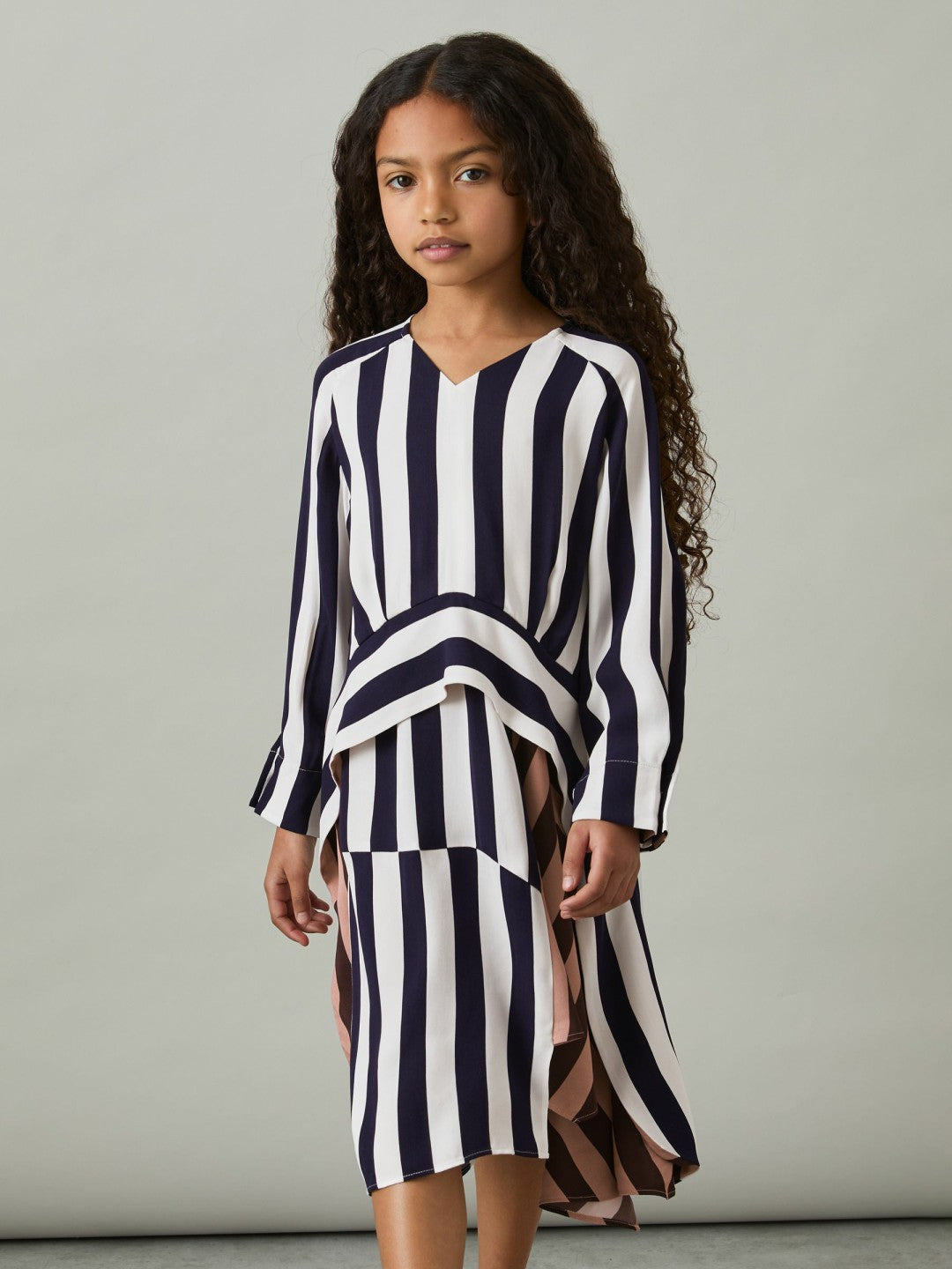 9-13 yrs Stripe-Print Handkerchief Dress in Multi Children & Baby | Reiss